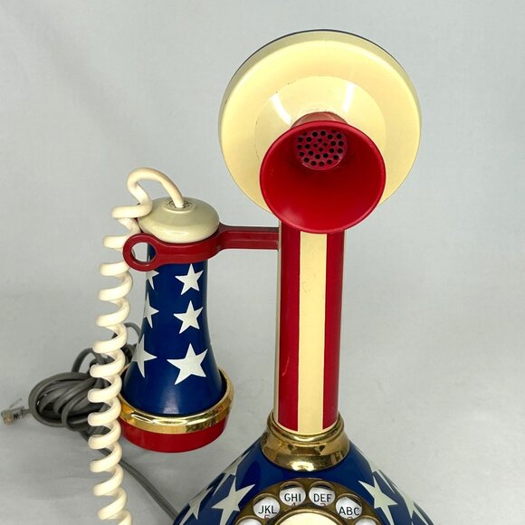 Vintage Deco-Tel Candlestick Telephone Patriotic Stars & Stripes 1973 - Picture 9 of 15